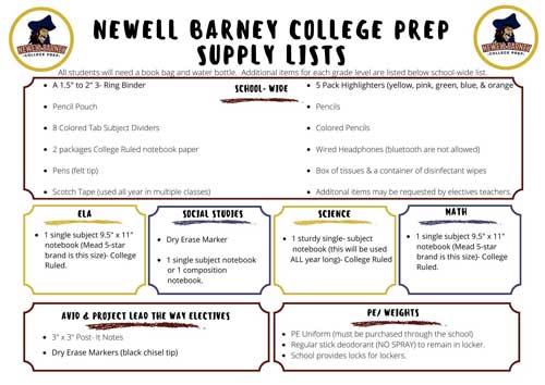 School Supply List flyer